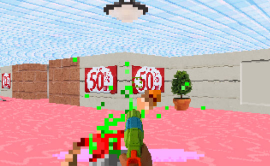 Sprawling Wolfenstein-3D style graphics Mall Madness Indie FPS Game