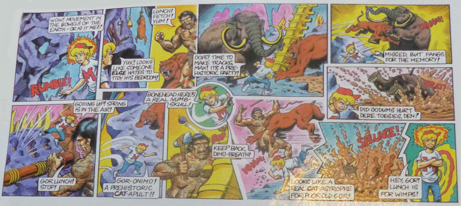 Mighty Max Grapples Battlecat Comic Card