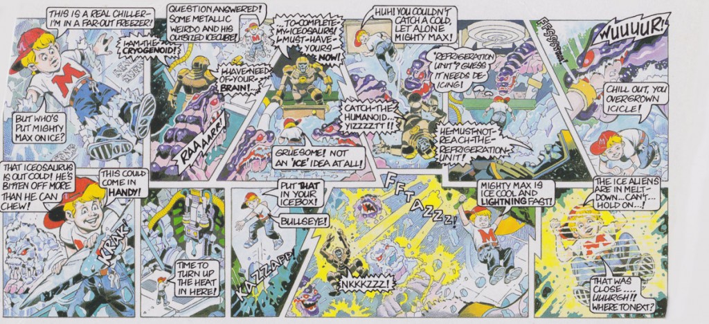 Mighty Max Liquidates the Ice Alien Comic Panel Card